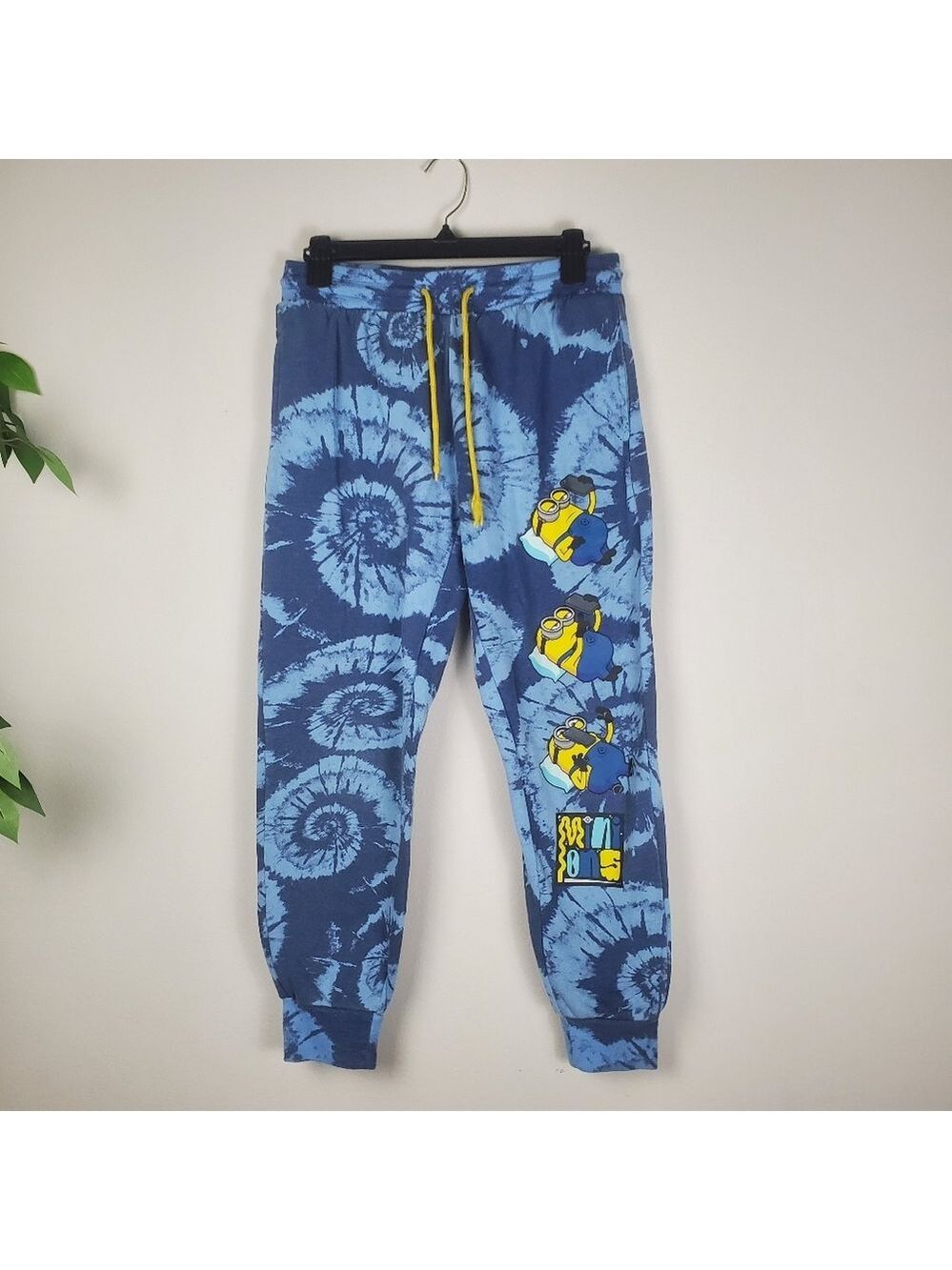Blue Tie Dye Minions Cartoon Print Youth Joggers Medium